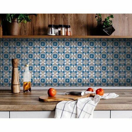 HOMEROOTS 5 x 5 in. Teal Taupe Sia Removable Peel & Stick Tiles 400226